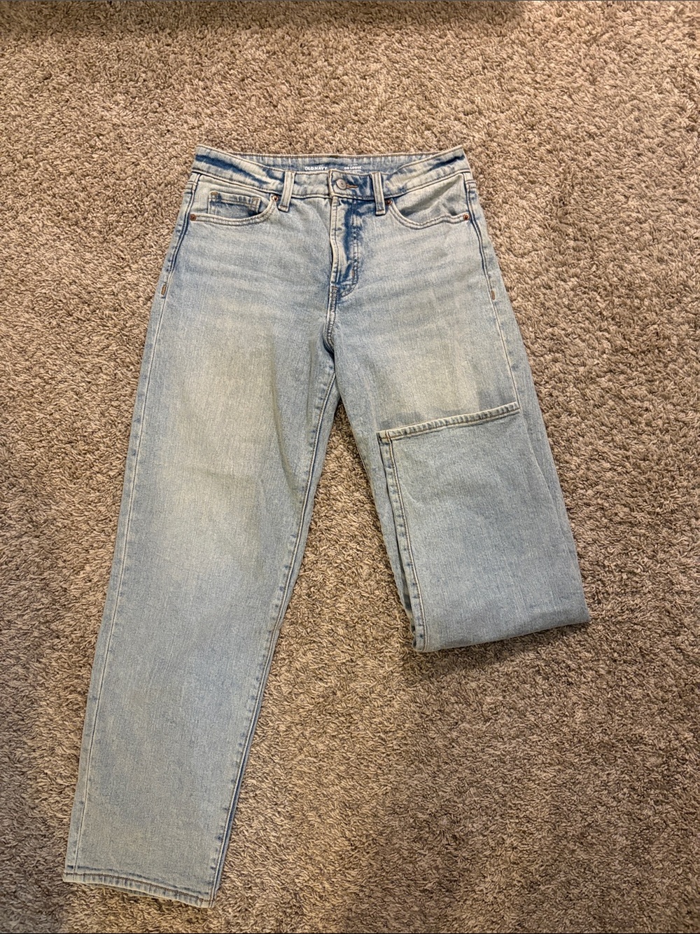 Old Navy Light Wash Women’s Straight Leg Jeans (Loose Fit)